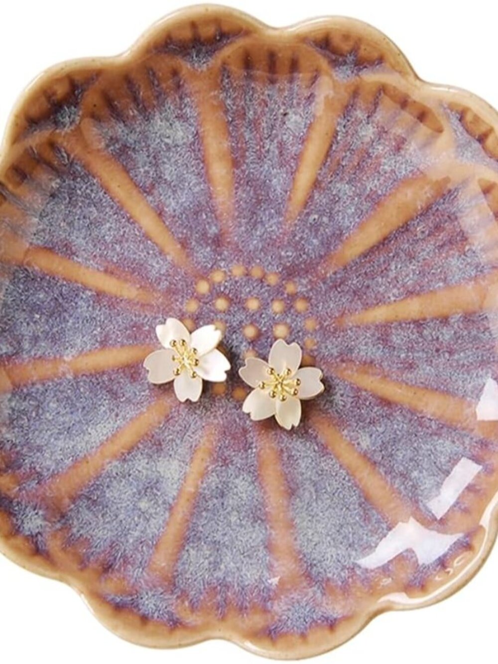 Lotus Ring Holder Dish Small Indoor Ash Tray, Ceramic Dessert Plate Trinket Jewe